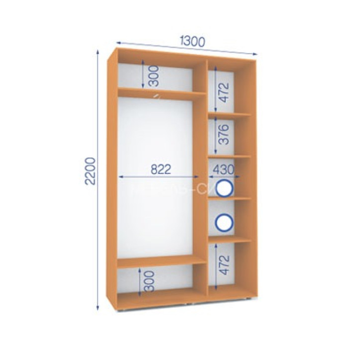 Шафа-купе ШК 19/22 (1300х450х2200) купити у Кривому Розі - Нова-Мебель