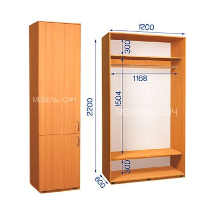 Шафа-купе з пеналом ШКП 34/22 Пн/20 (600х600х2200) купити у Кривому Розі - Нова-Мебель