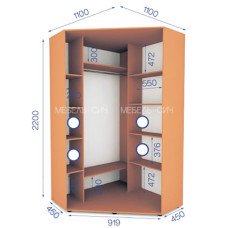 Шафа-купе кутова ШКУ 1/22 (1100х1100х2200)
