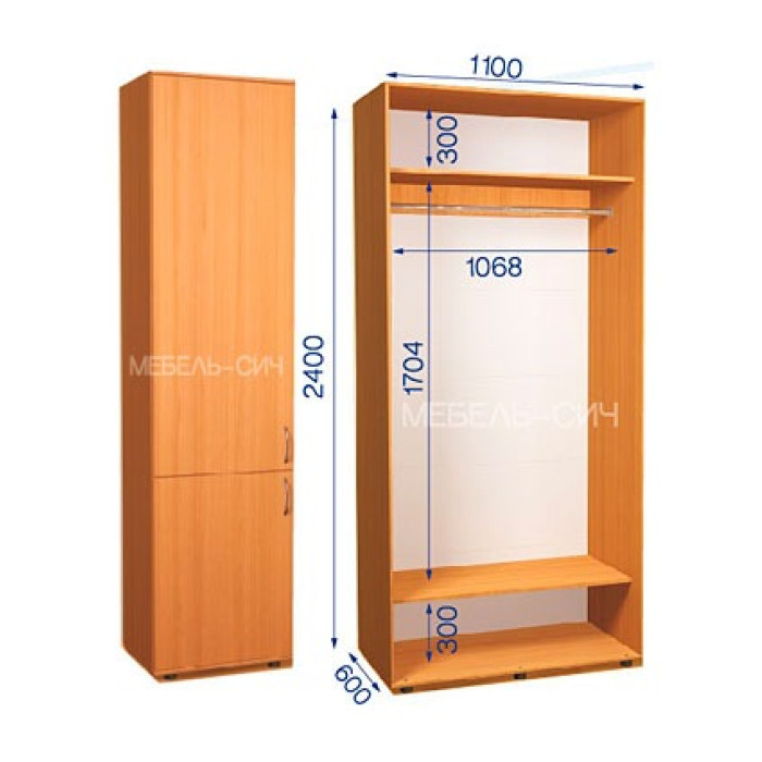 Шкаф-купе с пеналом ШКП 33/24 Пн/14 (600х550х2400) купить в Кривом Роге - Нова-Мебель