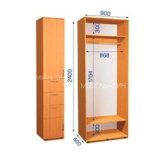 Шафа-купе з пеналом ШКП 31/24 Пн/6 (450х450х2400)