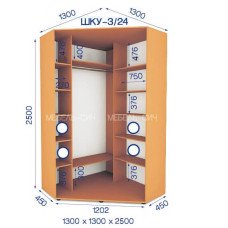Шафа-купе кутова ШКУ 3/24 (1300х1300х2500)