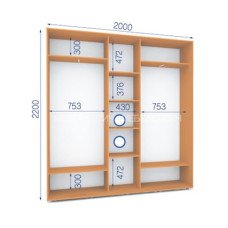 Шафа-купе ШК 26/22-3Ф/2П (2000х450х2200)