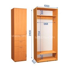 Шафа-купе з пеналом ШКП 32/24 Пн/9 (600х500х2400)