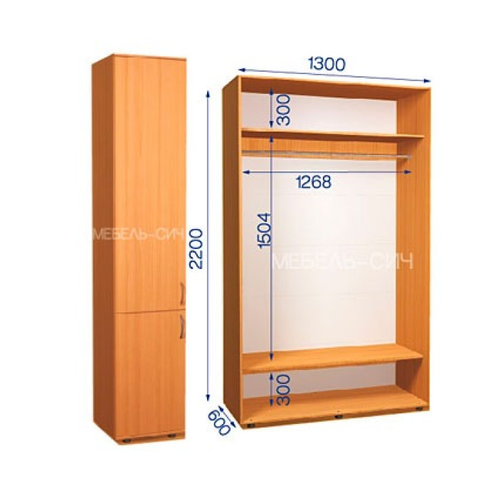 Шкаф-купе с пеналом ШКП 35/22 Пн/23 (450х600х2200) купить в Кривом Роге - Нова-Мебель