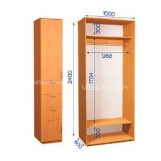 Шафа-купе з пеналом ШКП 32/24 Пн/12 (450х500х2400)