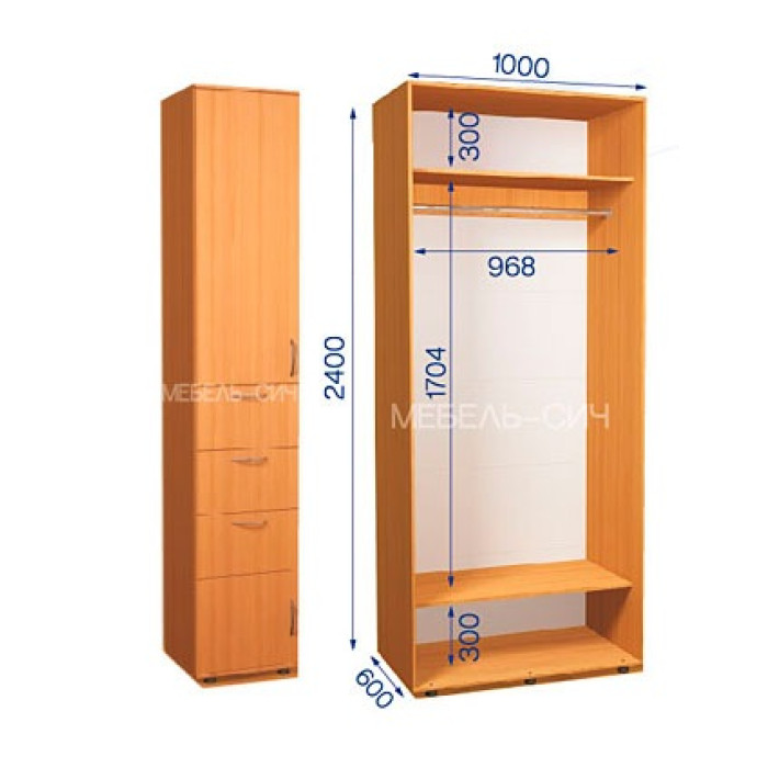 Шкаф-купе с пеналом ШКП 32/24 Пн/12 (450х500х2400) купить в Кривом Роге - Нова-Мебель