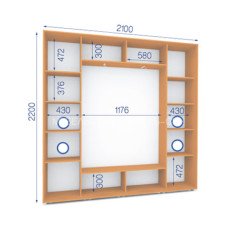 Шафа-купе ШК 27/22-3Ф/1П (2100х450х2200)