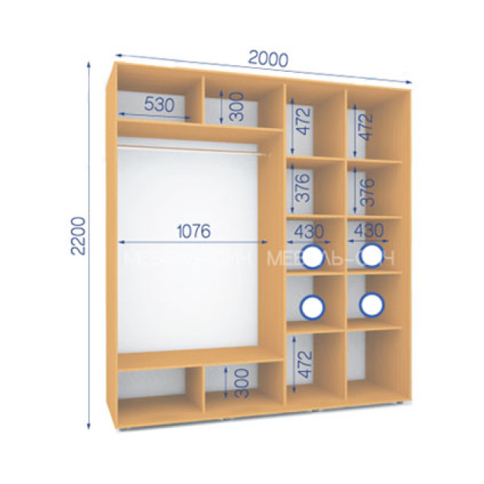 Шкаф-купе ШК 11/22 (2000х600х2200) купить в Кривом Роге - Нова-Мебель