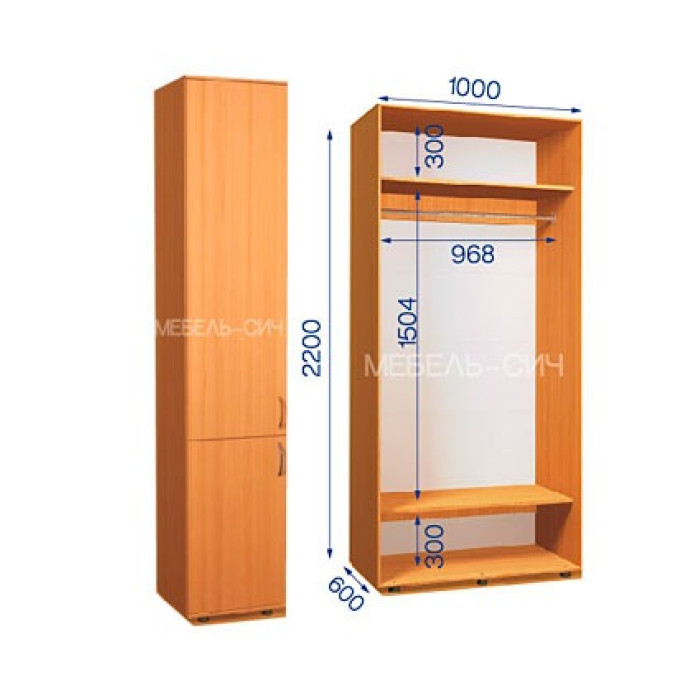 Шкаф-купе с пеналом ШКП 32/22 ПН/11 (450х500х2200) купить в Кривом Роге - Нова-Мебель