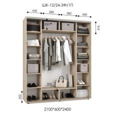 Шкаф-купе ШК 12/24-3Ф/1П (2100х600х2400)