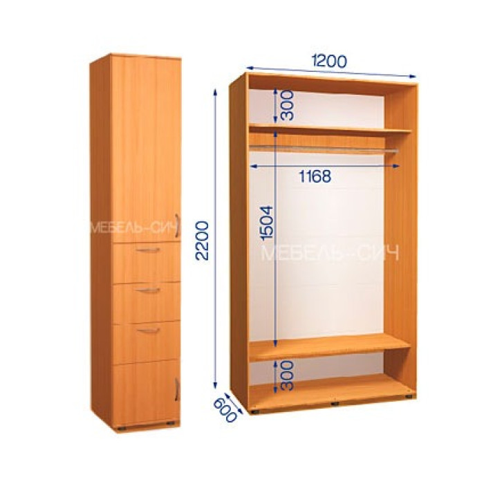Шафа-купе з пеналом ШКП 34/22 Пн/24 (450х600х2200) купити у Кривому Розі - Нова-Мебель