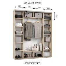 Шафа-купе ШК 26/24-3Ф/1П (2000х450х2400)