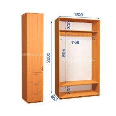 Шафа-купе з пеналом ШКП 34/22 Пн/22 (450х600х2200)