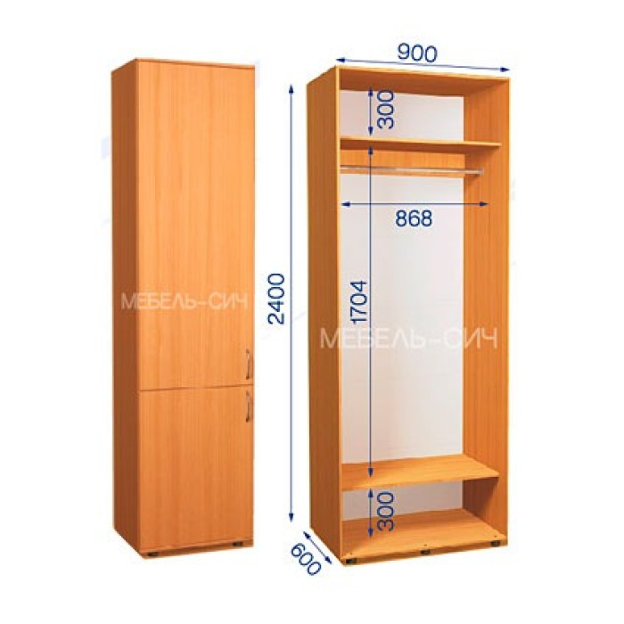 Шкаф-купе с пеналом ШКП 31/24 Пн/2 (600х450х2400) купить в Кривом Роге - Нова-Мебель