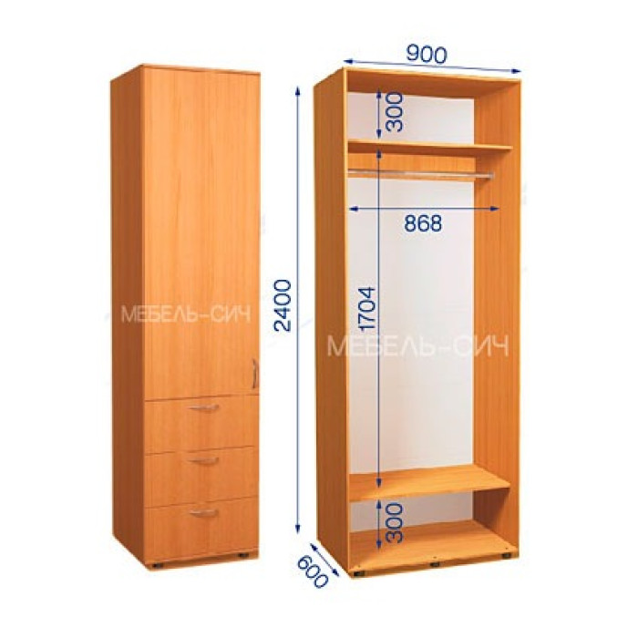 Шафа-купе з пеналом ШКП 31/24 Пн/1 (600х450х2400) купити у Кривому Розі - Нова-Мебель