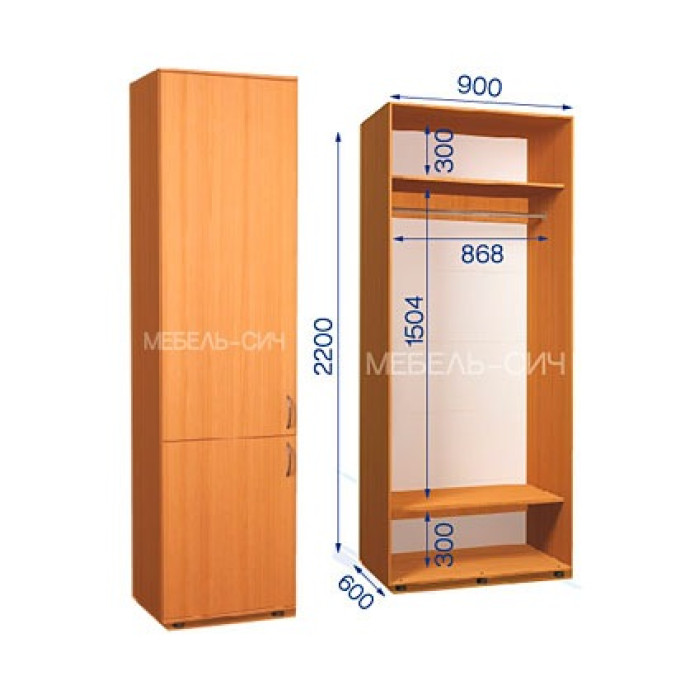 Шкаф-купе с пеналом ШКП 31/22 ПН/2 (600х450х2200) купить в Кривом Роге - Нова-Мебель
