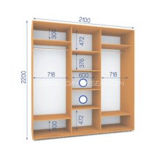 Шафа-купе ШК 12/22-3Ф/2П (2100х600х2200)