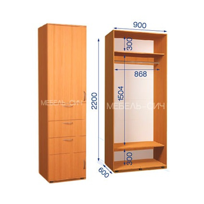 Шафа-купе з пеналом ШКП 31/22 ПН/3 (600х450х2200) купити у Кривому Розі - Нова-Мебель