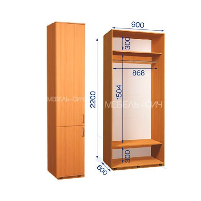 Шкаф-купе с пеналом ШКП 31/22 ПН/5 (450х450х2200) купить в Кривом Роге - Нова-Мебель