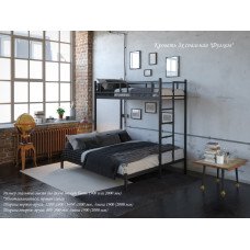 Ліжко 3-спальне Фулхем(Тенеро)(біл., беж., кор., чорн. окс./глянець) 